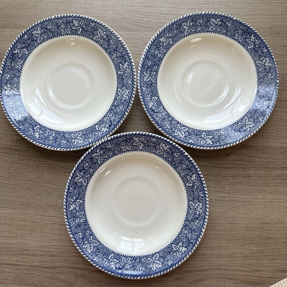 Vintage Homer Laughlin Shakespeare Country 6" Saucer Plate Cottagecore Set of 3‎